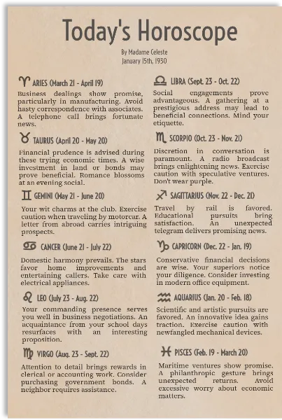 Newspaper Horoscope handout template