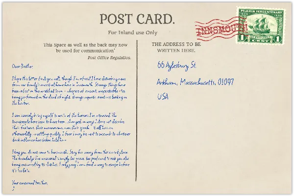 Innsmouth Postcard handout template