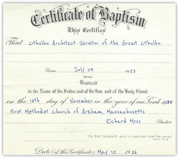 Certificate of Baptism handout template