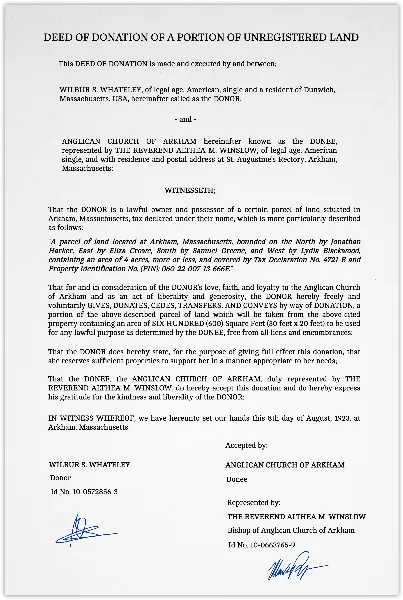 Deed of Donation handout template