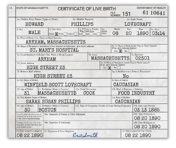 Certificate of Live Birth handout template
