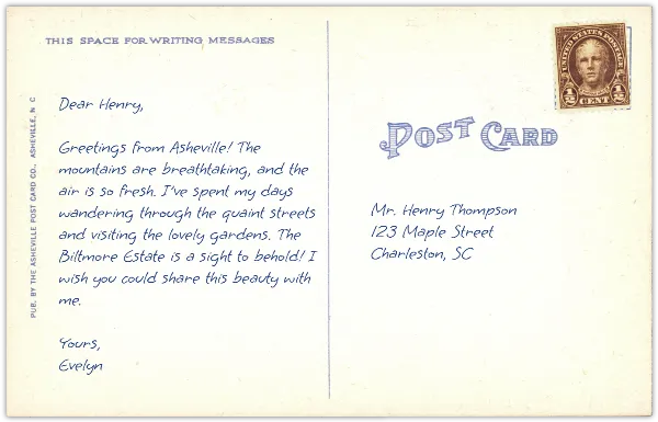 Asheville Postcard handout template
