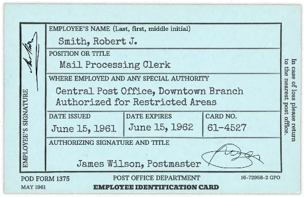 Employee Identification Card handout template