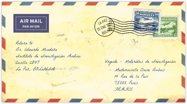 Dirty Airmail Envelope - Back handout template