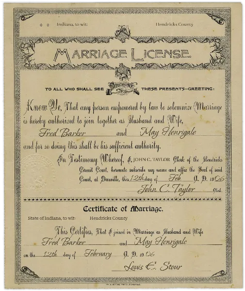 Marriage License 1 handout template