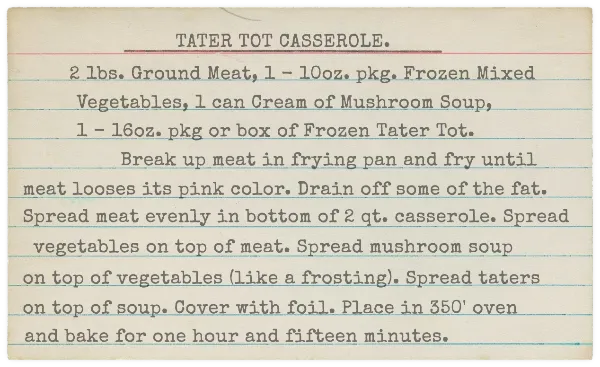 Recipe Card Note handout template