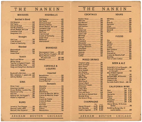 Nankin Menu handout template