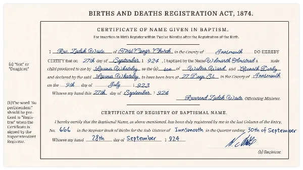 Baptism Certificate handout template