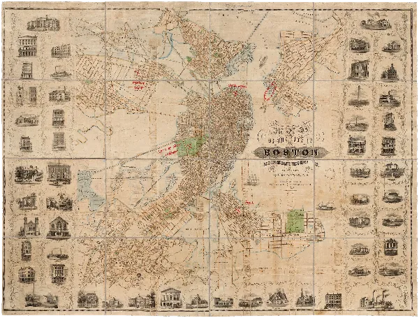 Map of the city of Boston - 1852 handout template