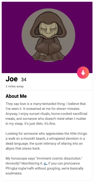 Dating App Profile handout template