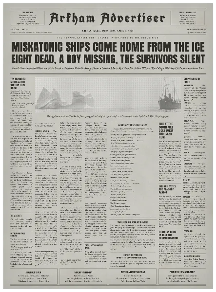 Arkham Advertiser handout template