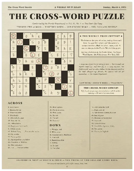 The Cross-Word Gazette Puzzle Page handout template