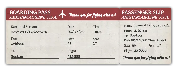 Airline ticket handout template